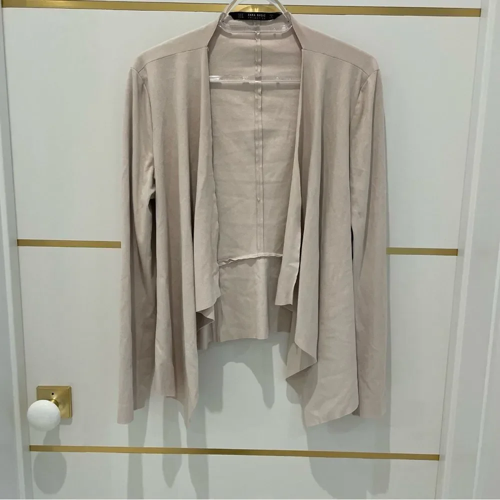 ZARA Blush Open Front Drape  Lightweight Jacket
